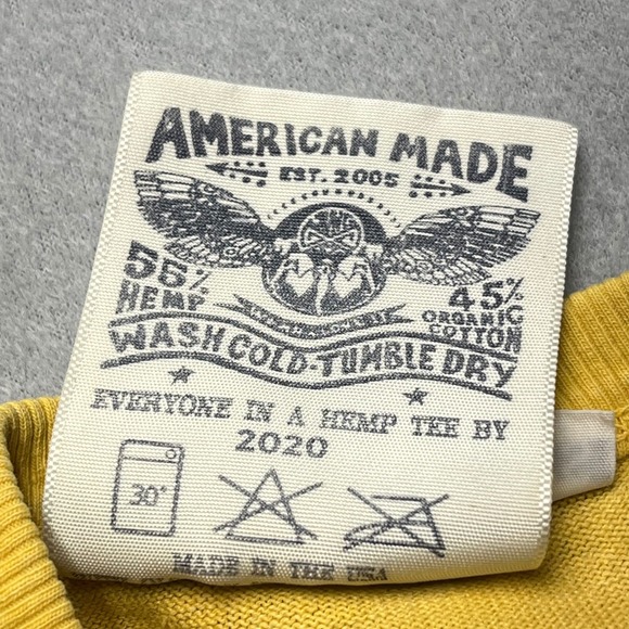 Jungmaven Hemp Organic Cotton Henley Shirt Men XS Mustard Yellow Long Sleeve USA - Picture 10 of 13